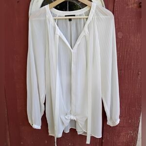 Lane Bryant Sheer Off-White Blouse